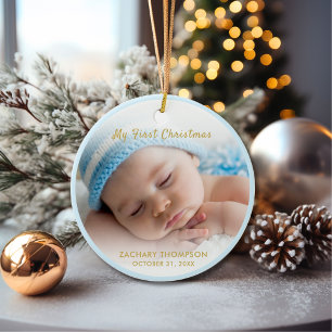 Baby Boy My First Christmas Photo Keepsake Ceramic Tree Decoration