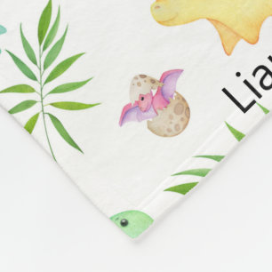 Baby Boy Name Dinosaur Nursery Bedroom Cute Fleece Blanket