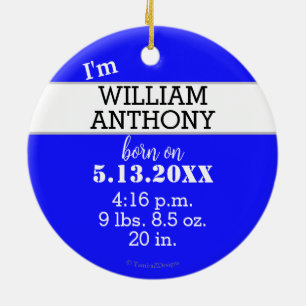 Baby Boy Name Hello to the World Green Blue Ceramic Tree Decoration