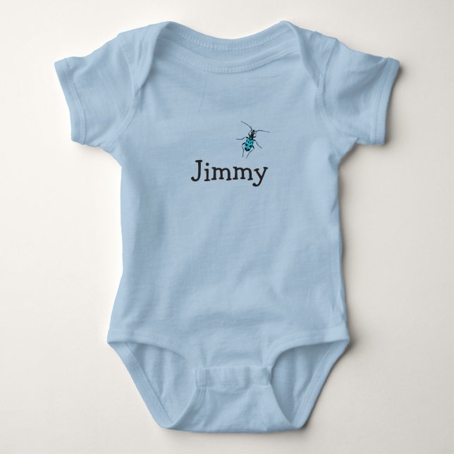 Baby Boy Name with Blue Beetle Future Entomologist Bodysuit (Front)
