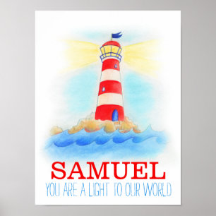 Baby boy nursery lighthouse quote poster