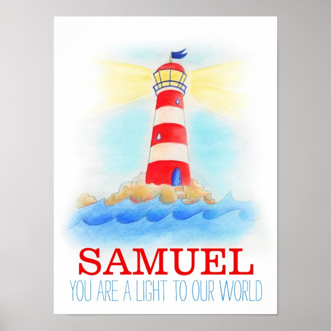 Baby boy nursery lighthouse quote poster (Front)