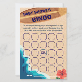 Baby Boy On Board Baby Shower Bingo Game Card