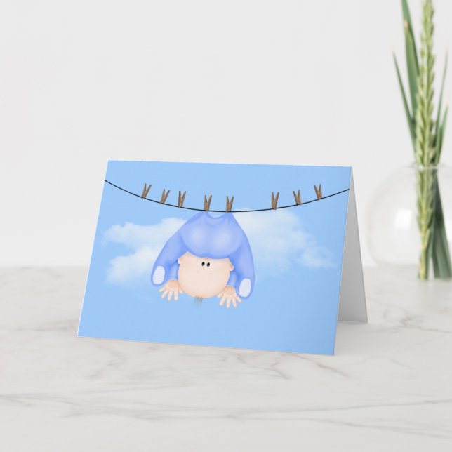 Baby Boy on Clothesline Card (Front)