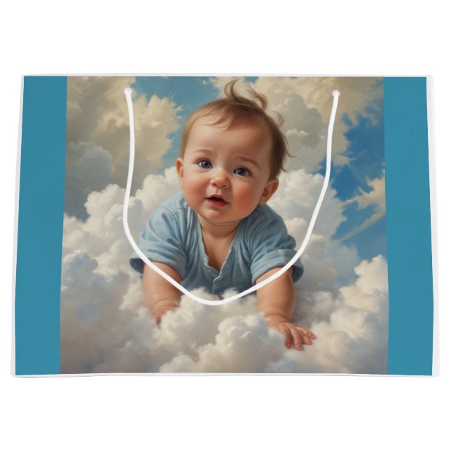 Baby Boy On Cloud Large Gift Bag (Front)