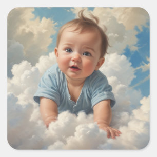 Baby Boy on Cloud Square Sticker