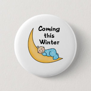 Baby Boy on Moon Winter 6 Cm Round Badge