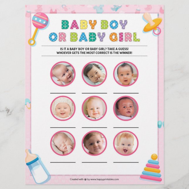 Baby Boy Or Baby Girl [Baby Basics Pink] Custom Letterhead (Front)