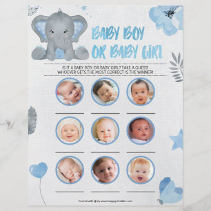 Baby Boy Or Baby Girl [Baby Elephant [Blue] Custom Letterhead