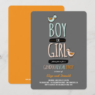 Baby Boy or Girl Ducks Gender Reveal Party Invite