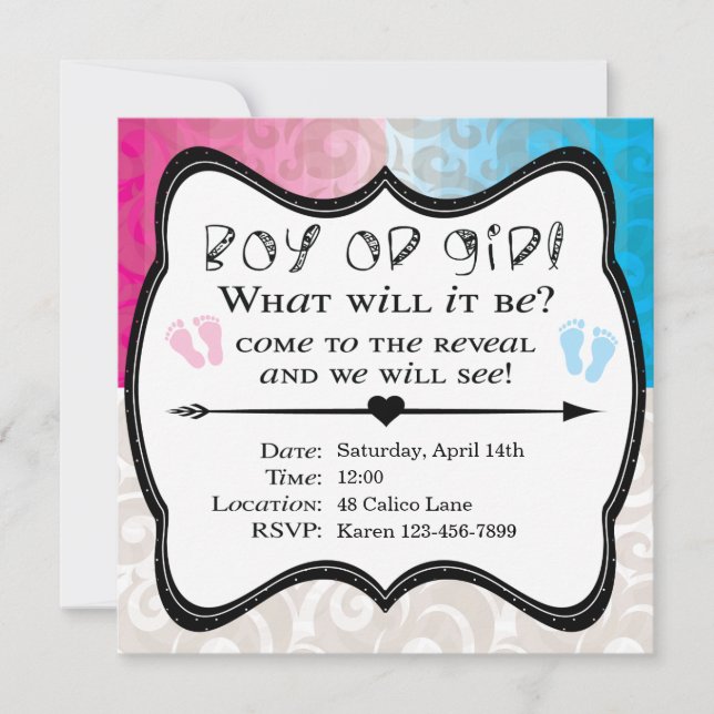 Baby Boy or Girl Gender Reveal Invitation (Front)