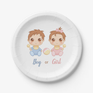 Baby Boy or Girl Gender Reveal Party Paper Plate