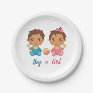 Baby Boy or Girl Gender Reveal Party Paper Plate