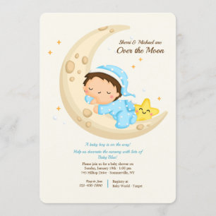 Baby Boy Over the Moon Baby Shower Invitation