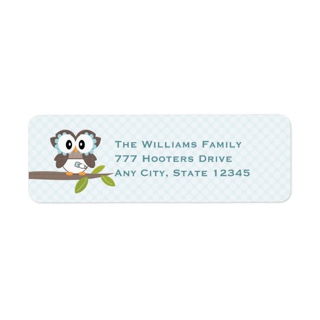 Baby Boy Owl Return Address Labels (Front)