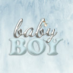Baby Boy Pacifier Typography Table or Cake Topper Standing Photo Sculpture<br><div class="desc">Cute,  baby boy typography with faux metallic,  script "baby" and faux,  baby blue,  felt "boy" with a blue pacifier dangling down off of baby lettering.  Makes an adorable table top display sculpture or cake topper for a baby shower.  Or cute baby boy's nursery display.</div>