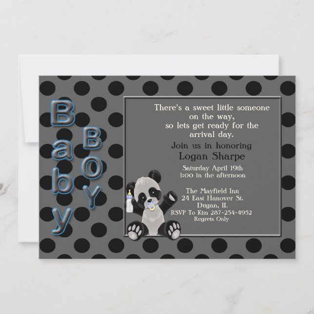 Baby Boy Panda Bear Baby Shower Invitation (Front)