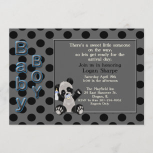 Baby Boy Panda Bear Baby Shower Invitation