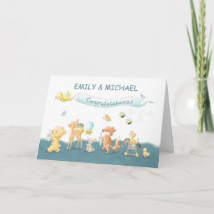 Baby Boy Parade of Animals from Group Personalize Card