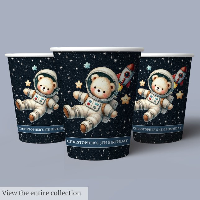 Baby Boy Party Paper Cups Teddy Bear Astronaut (Baby Boy Party Paper Cups Teddy Bear Astronaut)