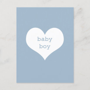 Baby Boy Pastel Blue and White Heart Postcard
