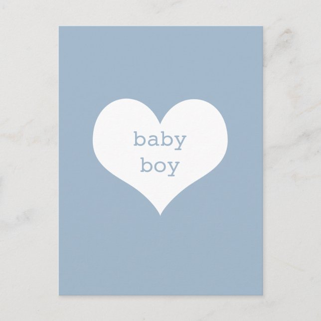 Baby Boy Pastel Blue and White Heart Postcard (Front)