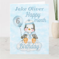 Baby Boy Penguin 6 Month Birthday Big