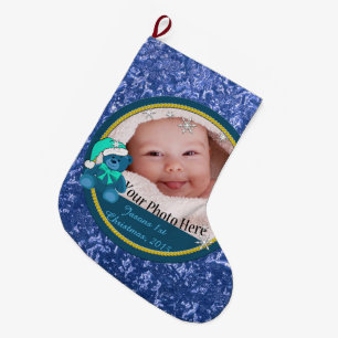 Baby Boy Personalised Large Christmas Stocking