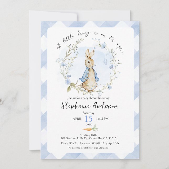 Baby Boy Peter Rabbit Baby Shower Invitation (Front)