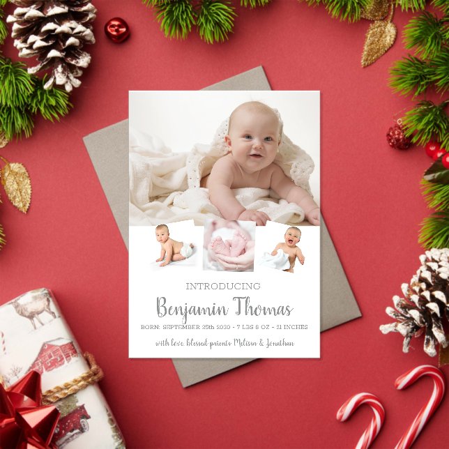 Baby Boy Photo Birth Announcement (Insitu (Holiday))