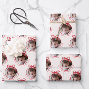 Baby Boy Photo First Christmas Wrapping Paper Sheet