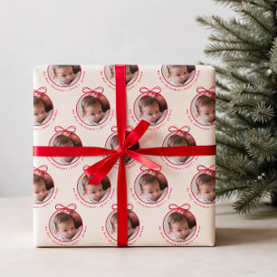 Baby Boy Photo First Christmas Wrapping Paper Sheet