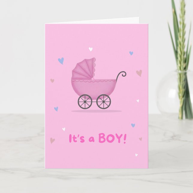 Baby boy pink gift card (Front)