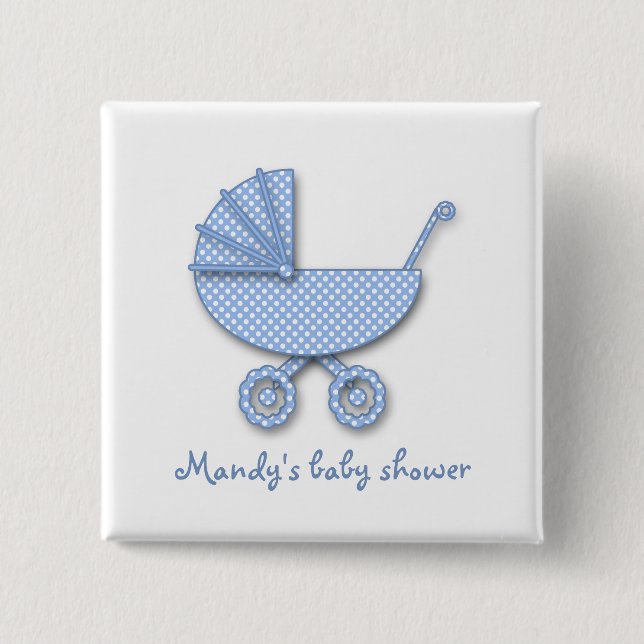 baby boy polka dot 15 cm square badge (Front)