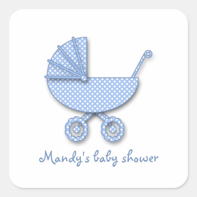 baby boy polka dot square sticker (Front)