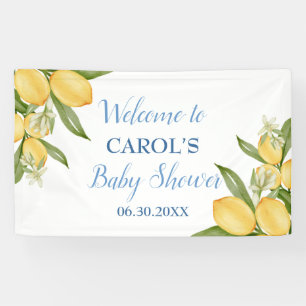 Baby Boy Positano Lemons Blue Baby Shower Backdrop Banner