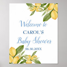 Baby Boy Positano Lemons Blue Baby Shower Welcome