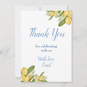 Baby Boy Positano Lemons Blue Pattern Baby Shower Thank You Card