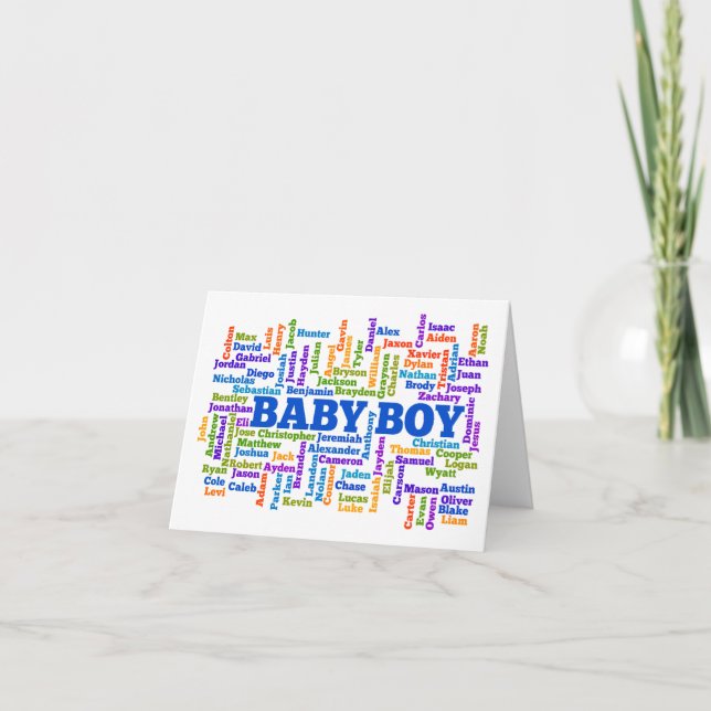 Baby boy pregnancy announcement card (Front)