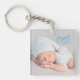Baby Boy Prince Photo Birth Keepsake Key Ring