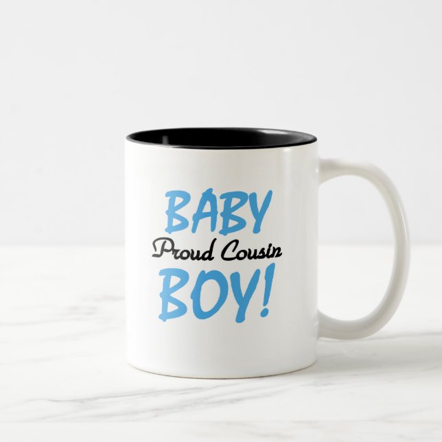 Baby Boy Proud Cousin Two-Tone Coffee Mug (Right)