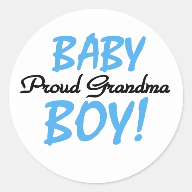 Baby Boy Proud Grandma Classic Round Sticker (Front)