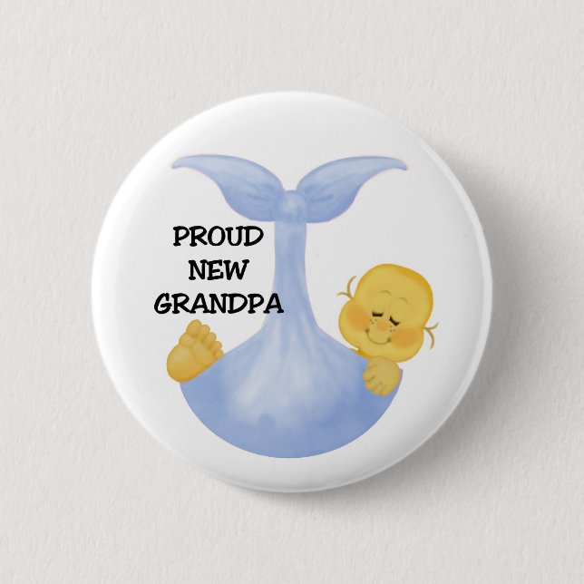 Baby Boy Proud Grandpa 6 Cm Round Badge (Front)