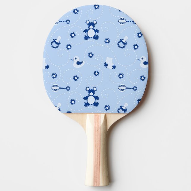 Baby-boy Quilt Pattern Ping Pong Paddle (Front)