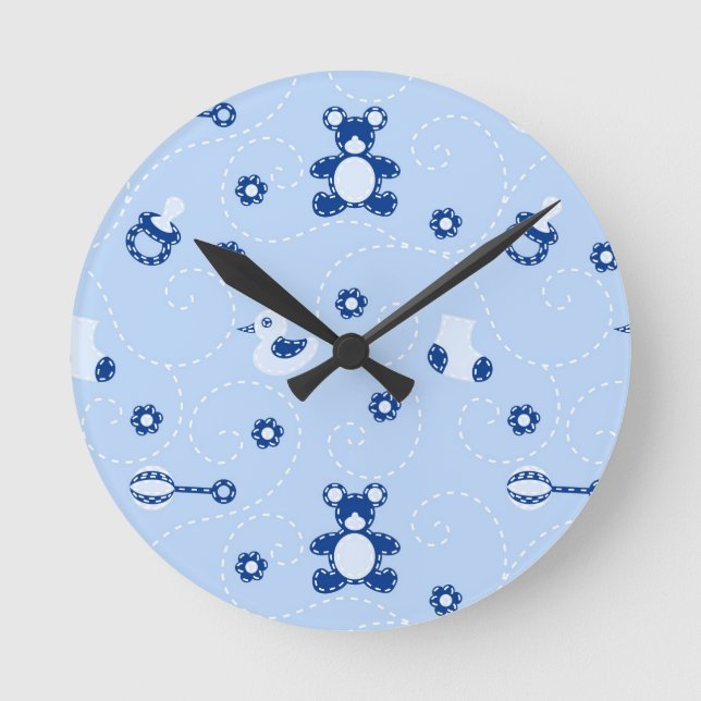 Baby-boy Quilt Pattern Round Clock (Front)