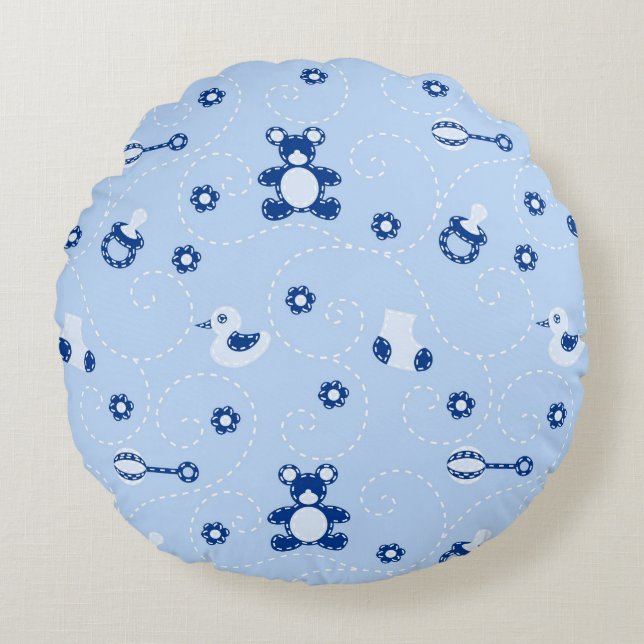 Baby-boy Quilt Pattern Round Cushion (Front)