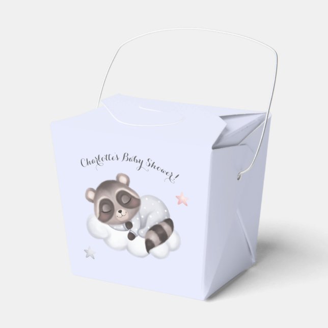 Baby Boy Racoon Blue Baby Shower Favour Box (Front Side)