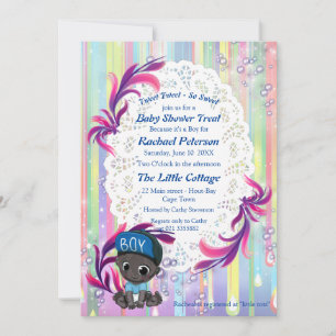 Baby Boy rainbow Bubbles & Unicorns Baby Shower Thank You Card