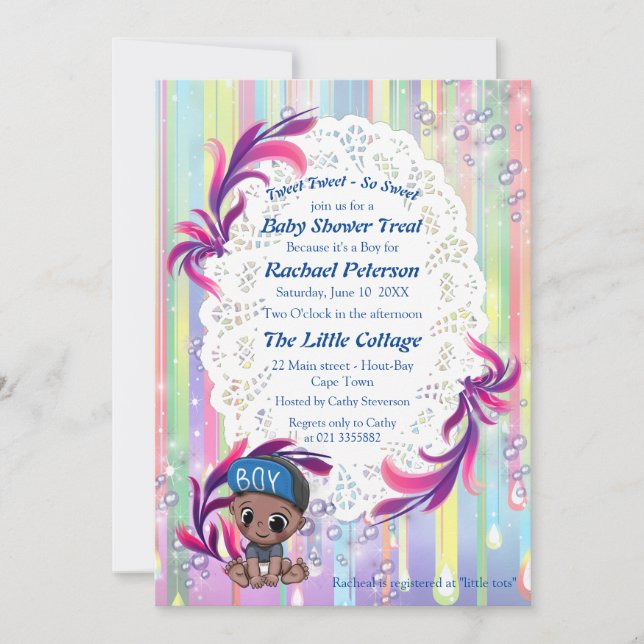 Baby Boy rainbow Bubbles & Unicorns Baby Shower Thank You Card (Front)