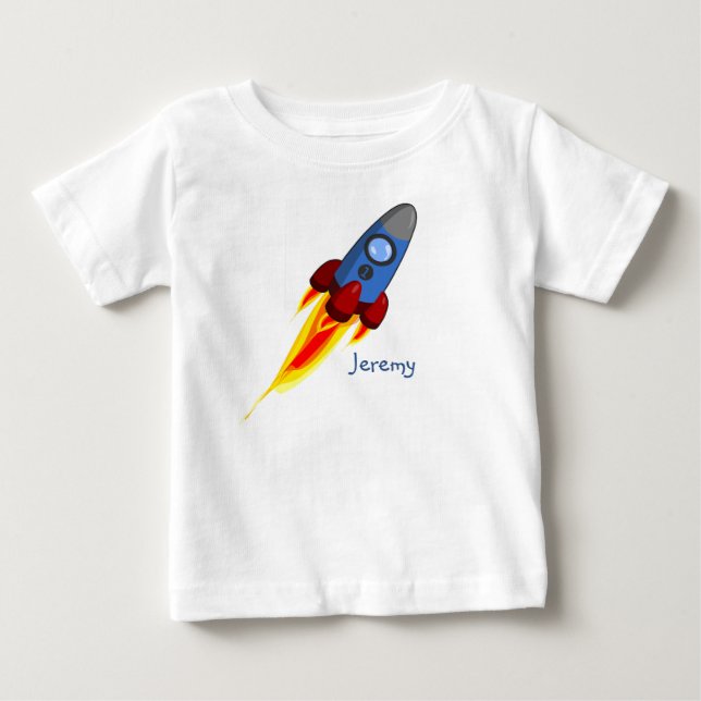 Baby Boy Rocket T-Shirt Personalised (Front)